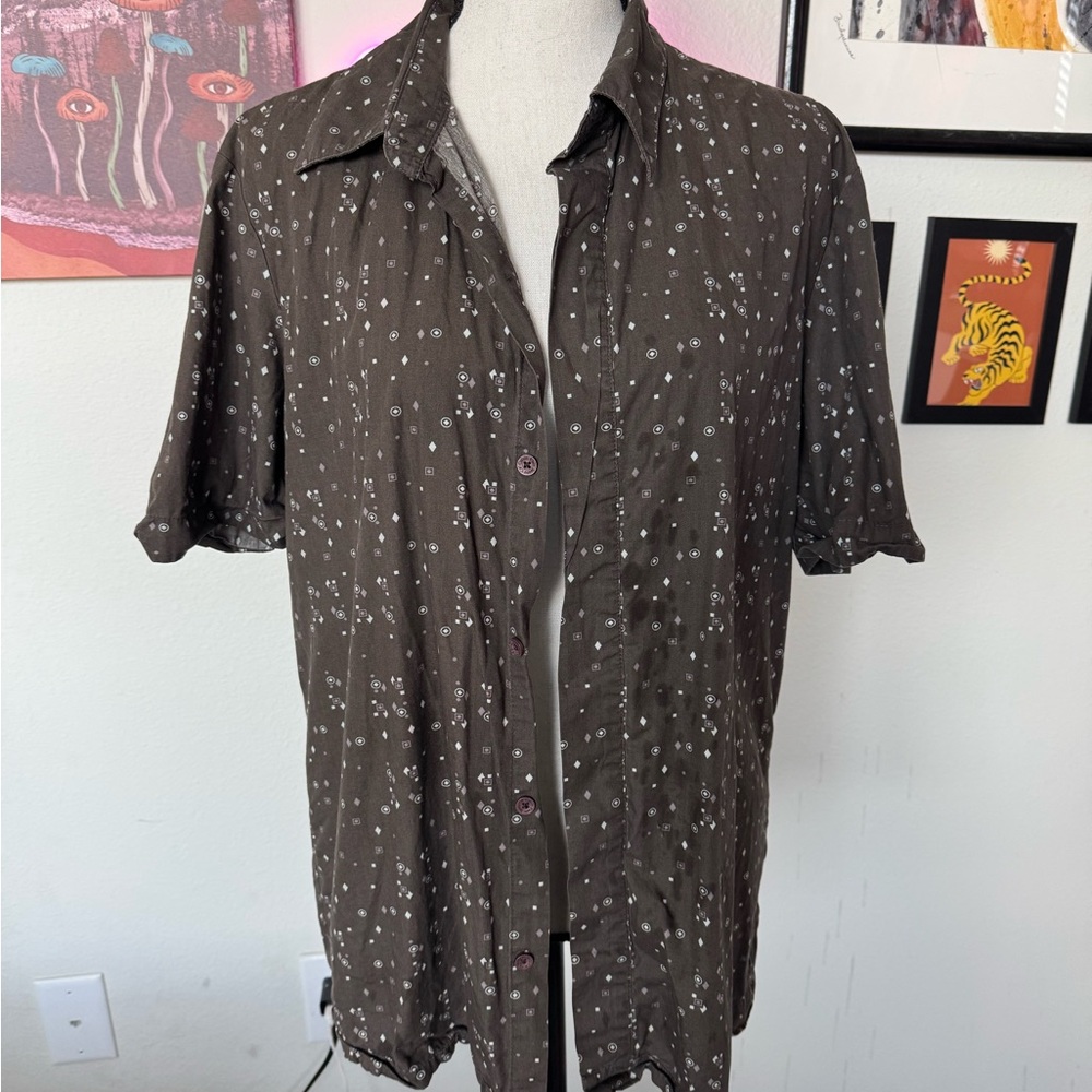 Brown Floral Button-Up Shirt
